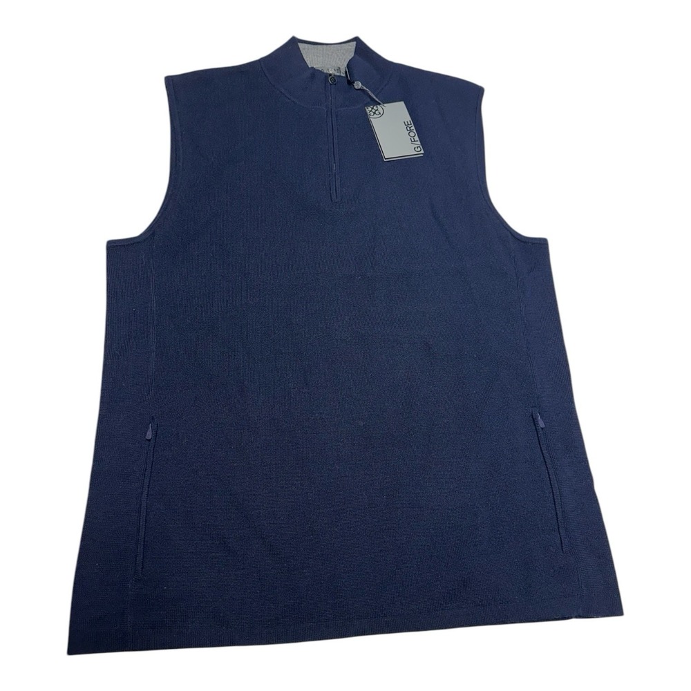 G/FORE‎ Dune Golf Vest Mens XXL Navy Blue Wool Tech Lined 1/4 Zip Sleeveless NWT
